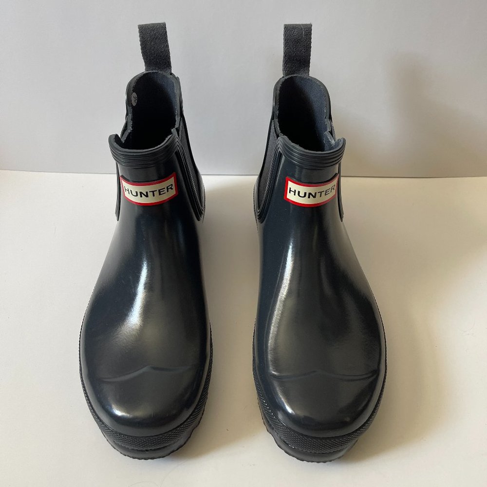 Hunter Blue Gray Chelsea Rain Ankle Boots